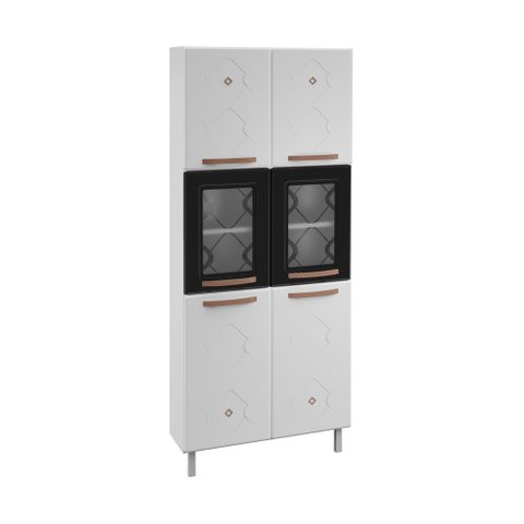 Paneleiro Duplo de Aço 80cm Regina Multimóveis Glass CR6133 Branco/Preto