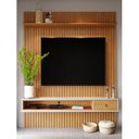 Ver imagem 5 de Painel Ripado para TV até 65 Polegadas MDF 160,9cmx220cm Prateleira Nicho e Gaveta Detroit