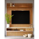 Ver imagem 5 de Painel Ripado para TV até 65 Polegadas MDF 160,9cmx220cm Prateleira Nicho e Gaveta Detroit