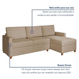 Sofá 3 Lugares com Chaise Moov Yescasa - 5