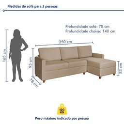 Sofá 3 Lugares com Chaise Moov Yescasa - 7