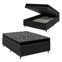 Ver imagem 1 de Cama Box Baú Casal 138 Sintético Preto com Colchão de Espuma D20 - Tampo Preto 12cm