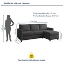 Ver imagem 3 de Sofá com Chaise 4 Lugares Suede Moov Yescasa Cinza