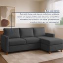 Ver mais imagens de Sofá com Chaise 4 Lugares Suede Moov Yescasa Cinza