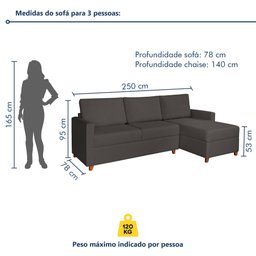 Sofá 3 Lugares com Chaise Moov Yescasa - 7