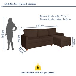 Sofá 3 Lugares com Chaise Moov Yescasa - 7