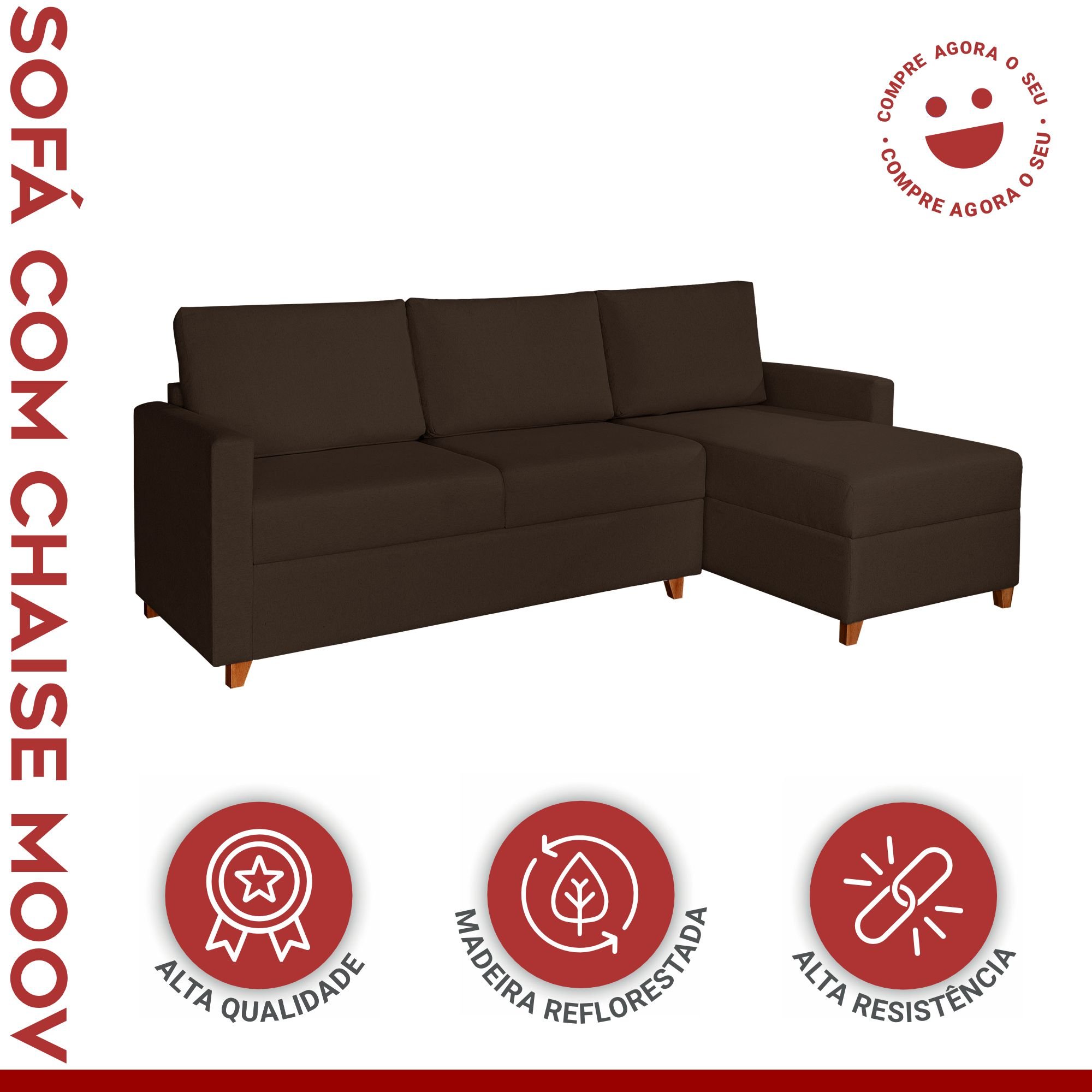 Sofá 3 Lugares com Chaise Moov Yescasa - 2