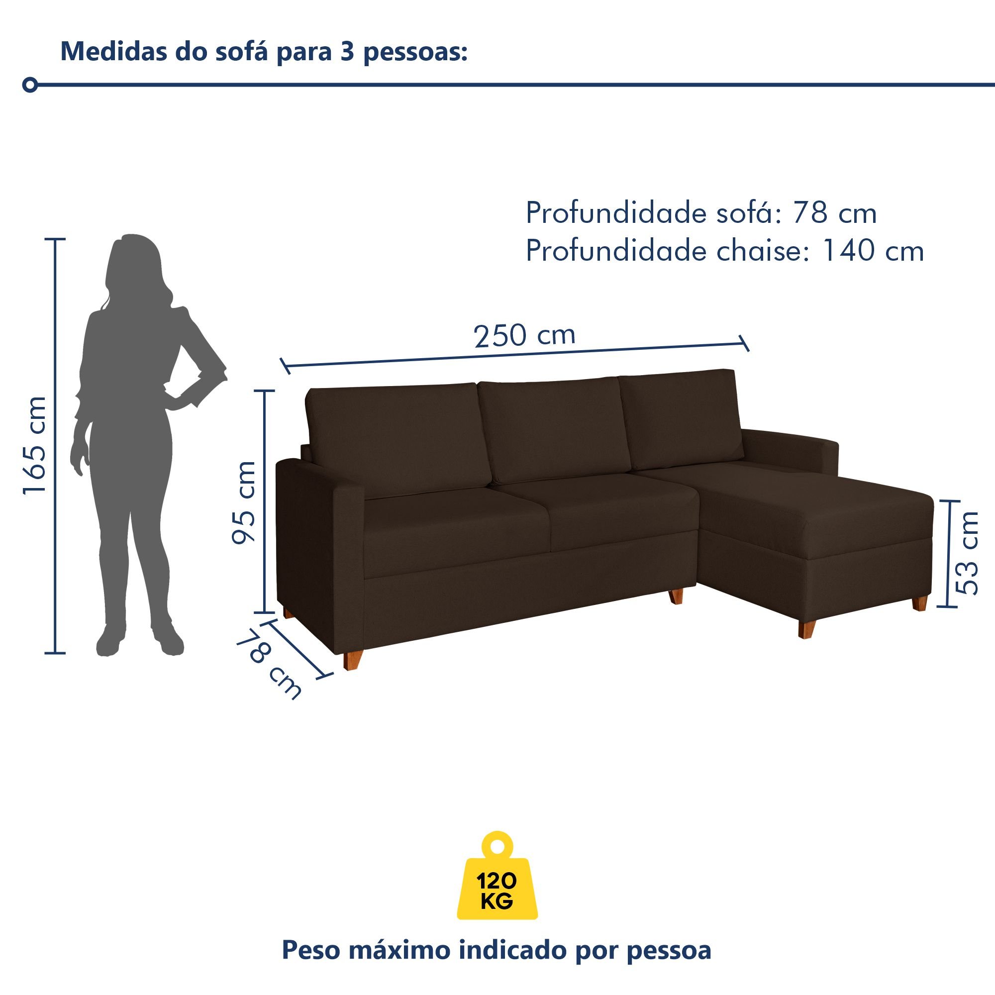 Sofá 3 Lugares com Chaise Moov Yescasa - 7