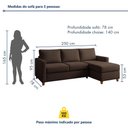 Ver imagem 3 de Sofá com Chaise 4 Lugares Suede Moov Yescasa Marrom