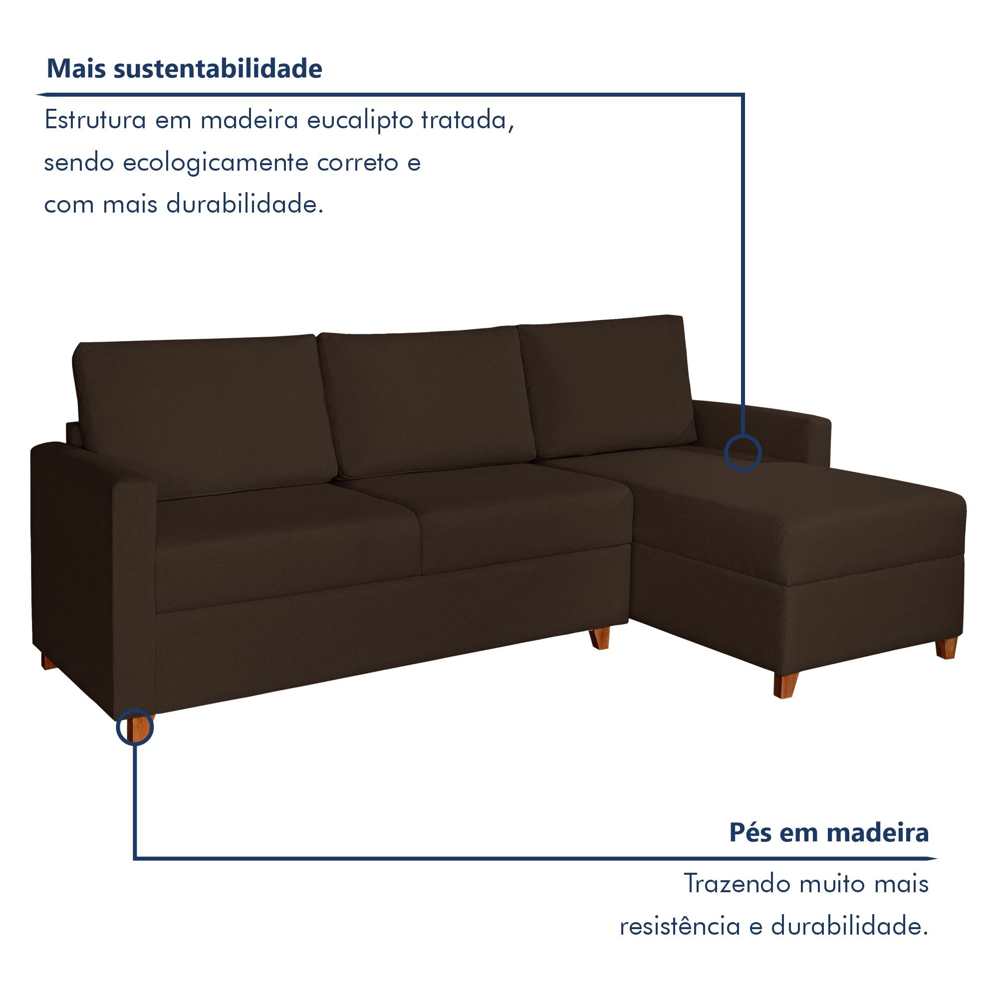 Sofá 3 Lugares com Chaise Moov Yescasa - 2