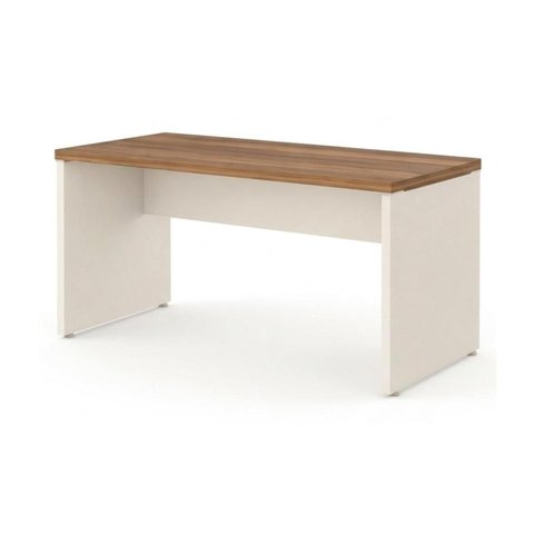 Mesa de Escritório Executiva Reta 1,50m x 0,60m (Tampo 40mm) Nogal Sevilha / Champanhe