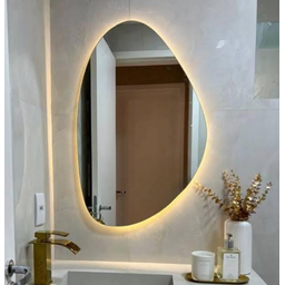 Espelho Orgânico Decorativo Lapidado com Led 80x60 Cm E02 para Sala, Quarto, Banheiro, 3000k 220v - 1