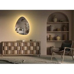 Espelho Orgânico Decorativo Lapidado com Led 80x60 Cm E02 para Sala, Quarto, Banheiro, 3000k 220v - 6