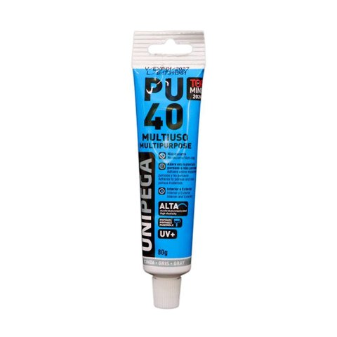 Adesivo Selante Pu 40 Bisnaga Plástica Gancheira Unipega Cinza 80g/50ml
