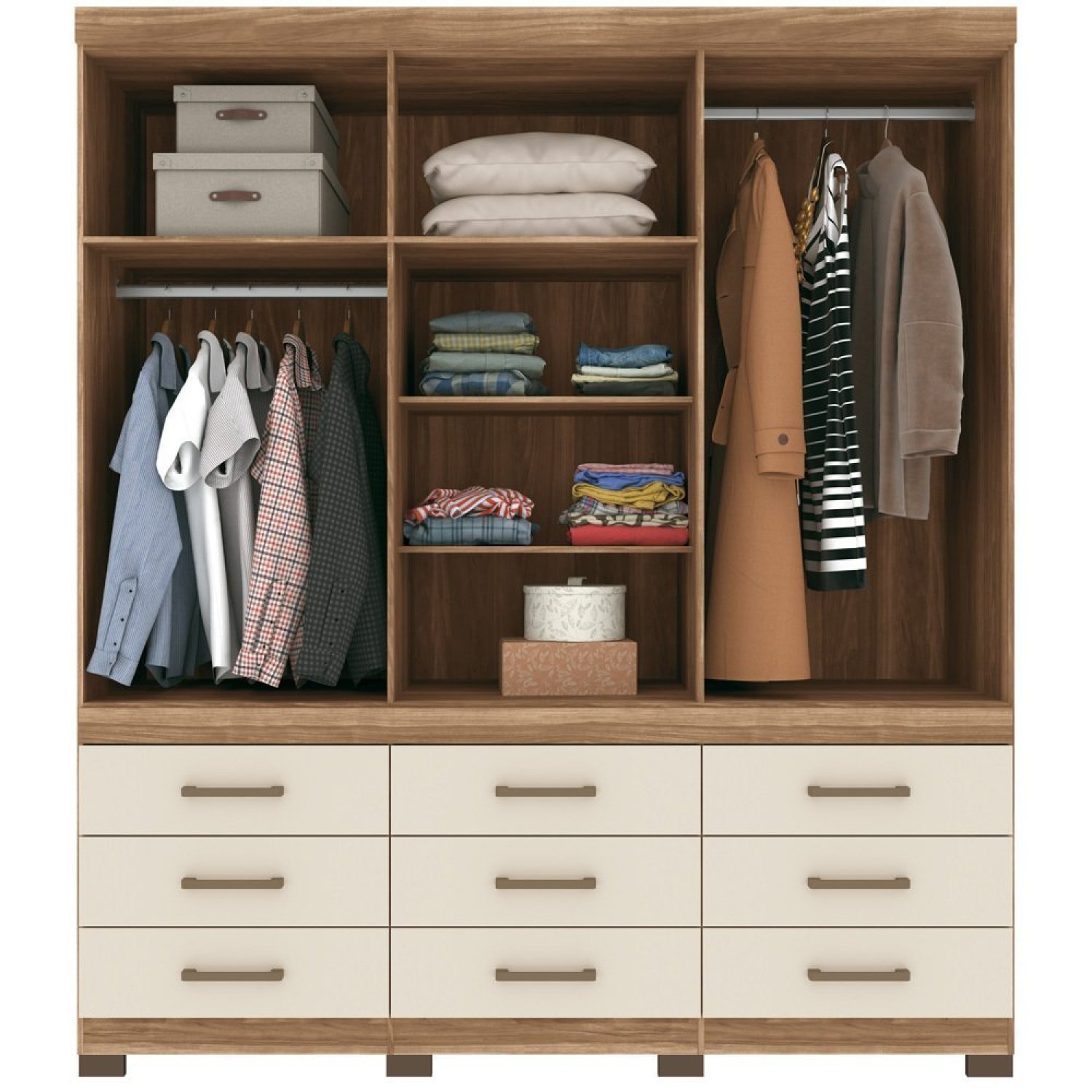 Guarda-roupa 6 Portas 9 Gavetas Star 6.9 com Espelhos e Pés - 2