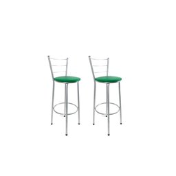 Kit 2 Banqueta Alta Prata Cozinha Gourmet Americana Balcão:verde - 1