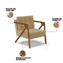 Ver imagem 7 de Kit 02 Poltronas Melissa Linho Base de Madeira Castanho - D’Rossi - A32 Bege