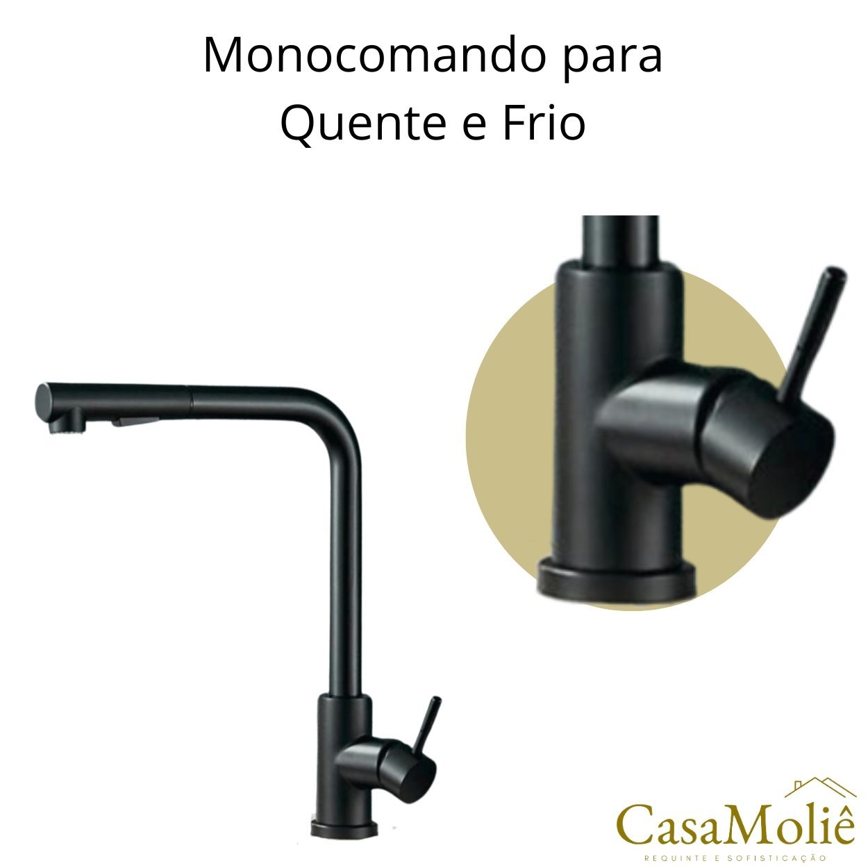 Torneira Cozinha Pull Out Inox Preto C/ Monocomando - 4