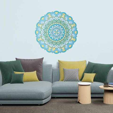 Adesivo de Parede New Mandala 13 Arte Destaque 0,75 X 0,75 Metros