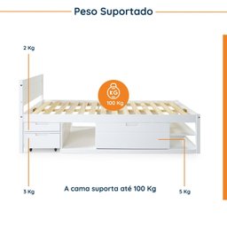 Cama Solteiro Multifuncional Madeira Maciça Irara CabeCasa MadeiraMadeira - 4