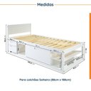 Ver imagem 2 de Cama Solteiro Multifuncional Madeira Maciça Irara CabeCasa MadeiraOriginals Branco/Lavado