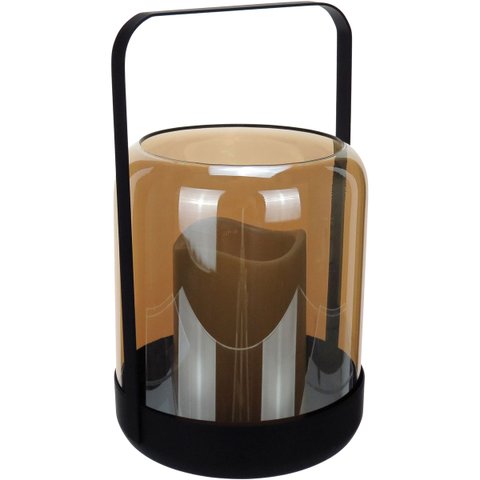 Castiçal Decorativo Porta Vela Home&co Metal 24x15x15cm Âmbar