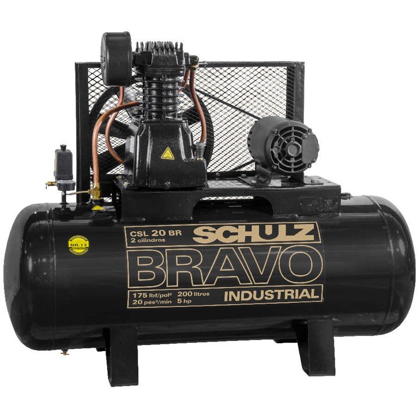 Compressor Schulz CSL 20 Bravo 200 Litros 175 Libras 5 cv Monofásico