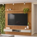 Ver imagem 1 de Painel Ripado para TV 75 Pol. com Bancada 219cm Prime Plus L06 Nature/Off White - Mpozenato