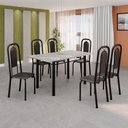 Ver imagem 1 de Conjunto de Mesa Tubular 140cm x 75cm Tampo Granito Topázio com 6 Cadeiras Lara Preto/Liso