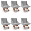 Ver imagem 1 de Kit 6 Cadeiras Estofadas Giratória para Sala de Jantar Lia Suede Cinza - Ibiza