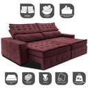 Ver imagem 3 de Sofá Retrátil e Reclinável 3,15m Cama inBox Big Puffer com SoftGel D40 Velupluma Vinho