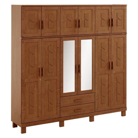 Guarda Roupa Casal Bipartido 225cm 12 Portas Giana Castanho F07 - Mpozenato