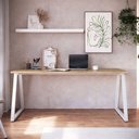 Ver imagem 1 de Mesa Escrivaninha Industrial Home Office 160cm Idea A03 Nogal Sevilha Branco - Lyam Decor