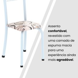 Conjunto de Mesa Tubular 70x70cm Tampo em Mdf 4 Cadeiras Sara - 7
