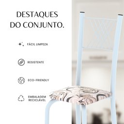 Conjunto de Mesa Tubular 70x70cm Tampo em Mdf 4 Cadeiras Sara - 13
