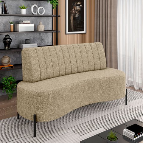 Sofá Living Decorativo 2 Lugares 1,35m Katara Linho Bege G33 - Gran Belo