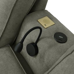 Sofá Decorativo Swift Elétrico Reclinável C-porta Copos Baú Cooler Linho Cinza G81 - Gran Belo - 2