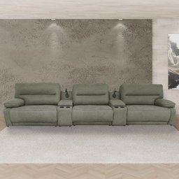 Sofá Decorativo Swift Elétrico Reclinável C-porta Copos Baú Cooler Linho Cinza G81 - Gran Belo - 7