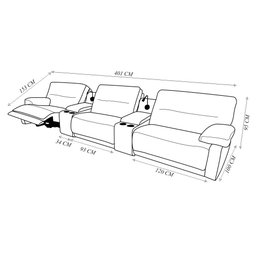 Sofá Decorativo Swift Elétrico Reclinável C-porta Copos Baú Cooler Linho Cinza G81 - Gran Belo - 8