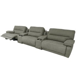 Sofá Decorativo Swift Elétrico Reclinável C-porta Copos Baú Cooler Linho Cinza G81 - Gran Belo - 1
