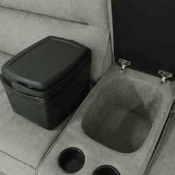 Sofá Decorativo Swift Elétrico Reclinável C-porta Copos Baú Cooler Linho Cinza G81 - Gran Belo - 3