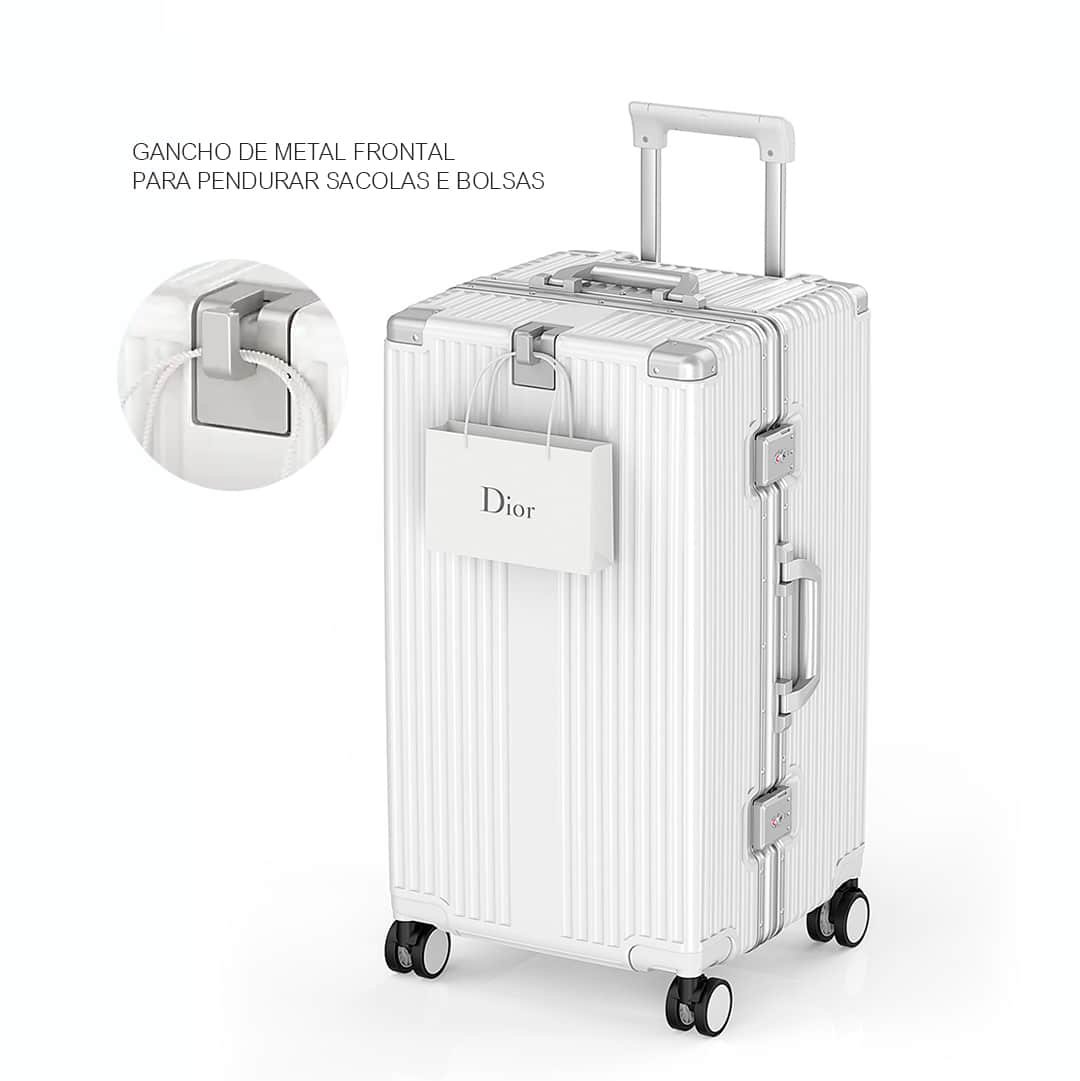 Kit Mala de Viagem Baú Pequena 10kg e Grande 32kg Policarbonato Holanda Maloa:branco - 11