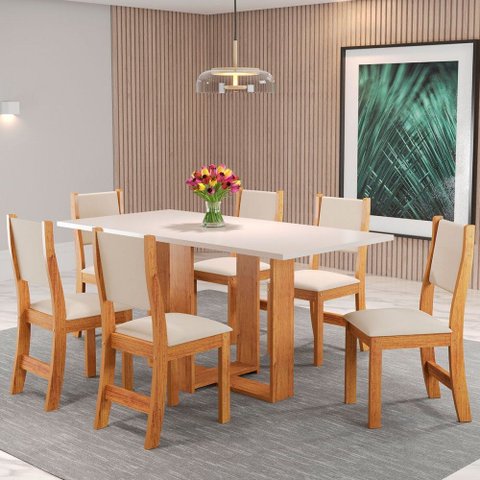 Mesa de Jantar 6 Lugares Erika Mel/blonde/nude - Pnr Móveis