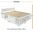 Ver imagem 2 de Cama Queen Multifuncional Madeira Maciça Irara CabeCasa MadeiraOriginals Branco/Lavado