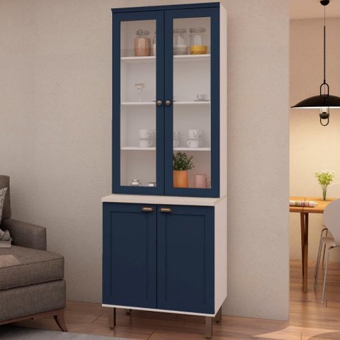 Cristaleira Genialflex Iluminata Branco Azul