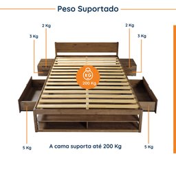 Cama Queen Multifuncional Madeira Maciça Irara CabeCasa MadeiraMadeira - 4