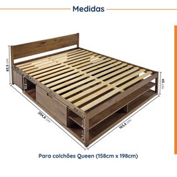 Cama Queen Multifuncional Madeira Maciça Irara CabeCasa MadeiraMadeira - 2
