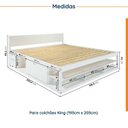Ver imagem 2 de Cama King Multifuncional Madeira Maciça Irara CabeCasa MadeiraOriginals Branco/Lavado