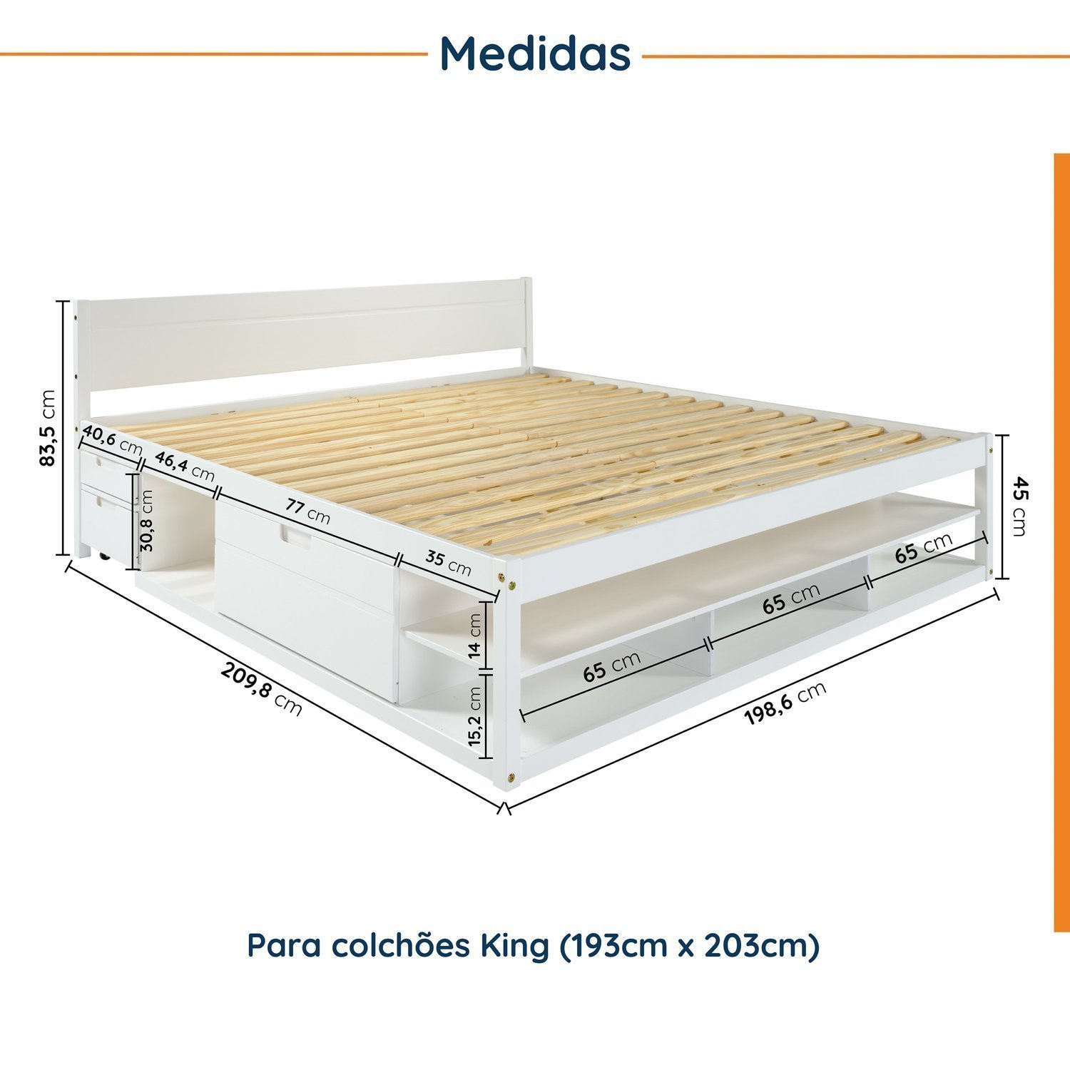 Cama King Multifuncional Madeira Maciça Irara Cabecasa Madeiramadeira - 2