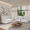 Ver imagem 2 de Kit Sofá 2 Lugares Namoradeira com 2 Poltronas de Barbearia Branco